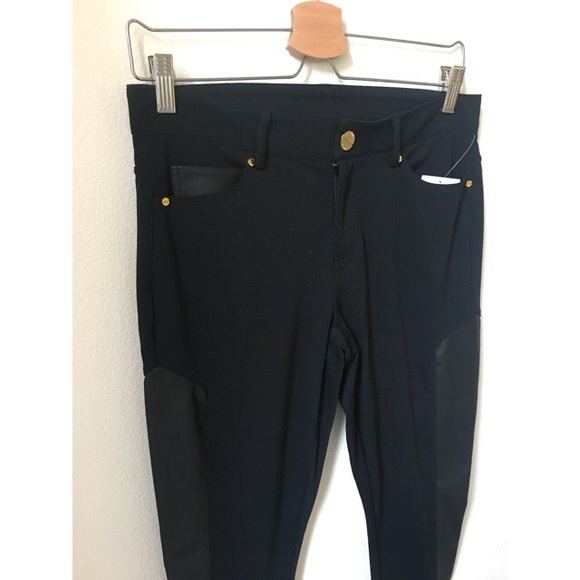 Michael Kors Faux-Leather Panel Moto Skinny Pants - Picture 4 of 7